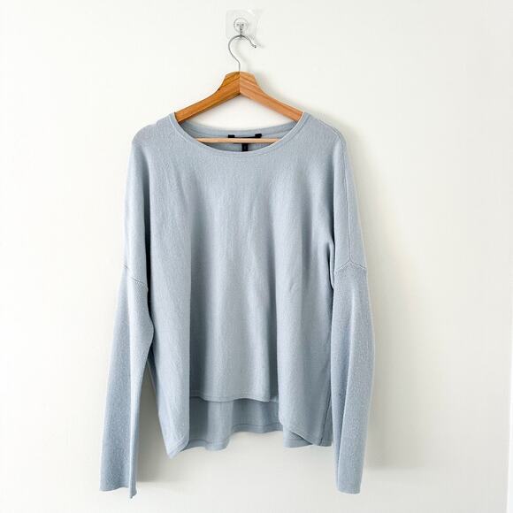 BCBGMAXAZRIA Merino Wool Blend Crew Neck Pullover Sweater Blue M - Picture 1 of 9